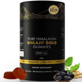 Pure Himalayan Shilajit Gummies Gold  Lab Tested No Added Sugar  Ashwagandha, GokshuraFulvic Acid & 85 Trace Minerals  For Men, Women  Non-GMO   Natur
