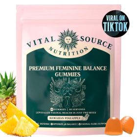 Premium Feminine Balance Gummies Gummy For Women's Vital Health Gut Health - Immune Support - Vegan, Gluten-Free & Halal - Hawaiian Pineapple - 60 Gum