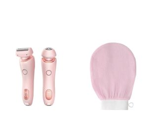 2 In 1 Hair Removal Epilator USB Rechargeable Trimmer Women Body Razor Face Leg Armpit Bikini Hand Pubic Shaver Hair Remover (Option: Pink Set1-USB)